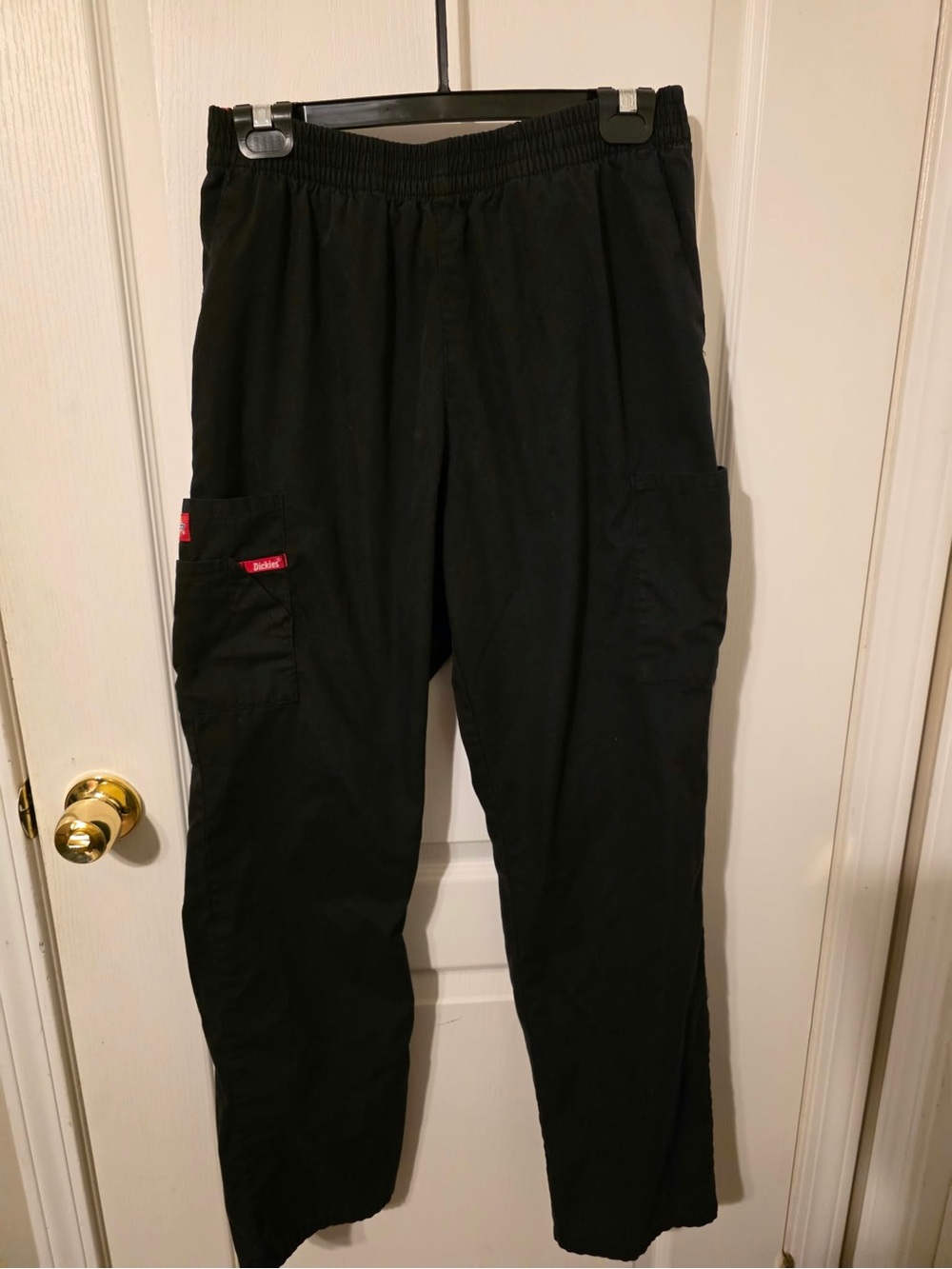 Dickies Medical Scrub Pants Size M Black Cargo Elastic Waist